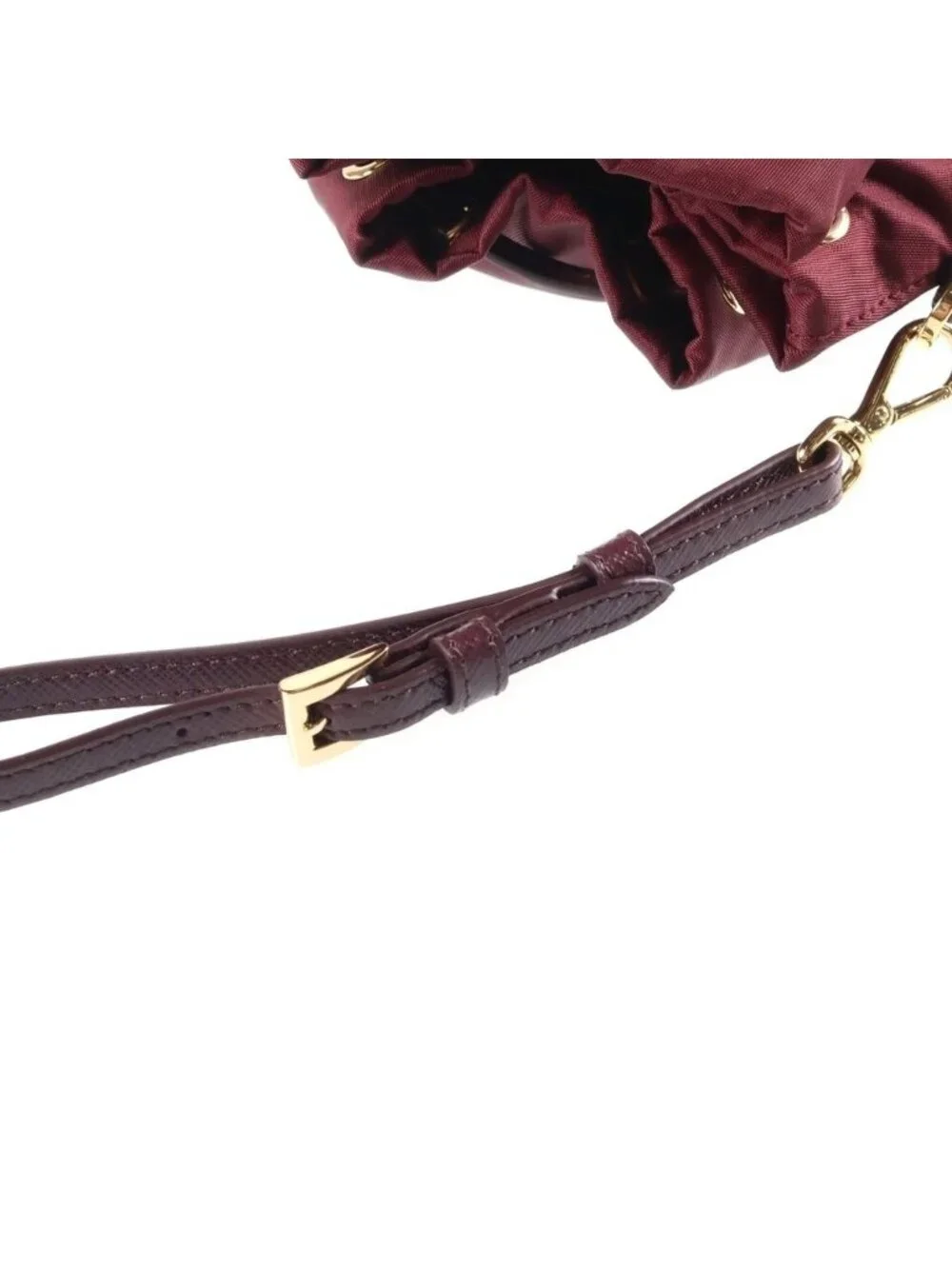 Prada Re-Nylon Triangle Logo Drawstring Pouch Mini Bag Bordeaux Wine